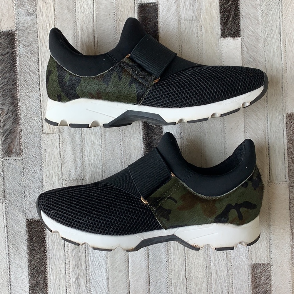 All Black Camo Cow Hair Sneakers